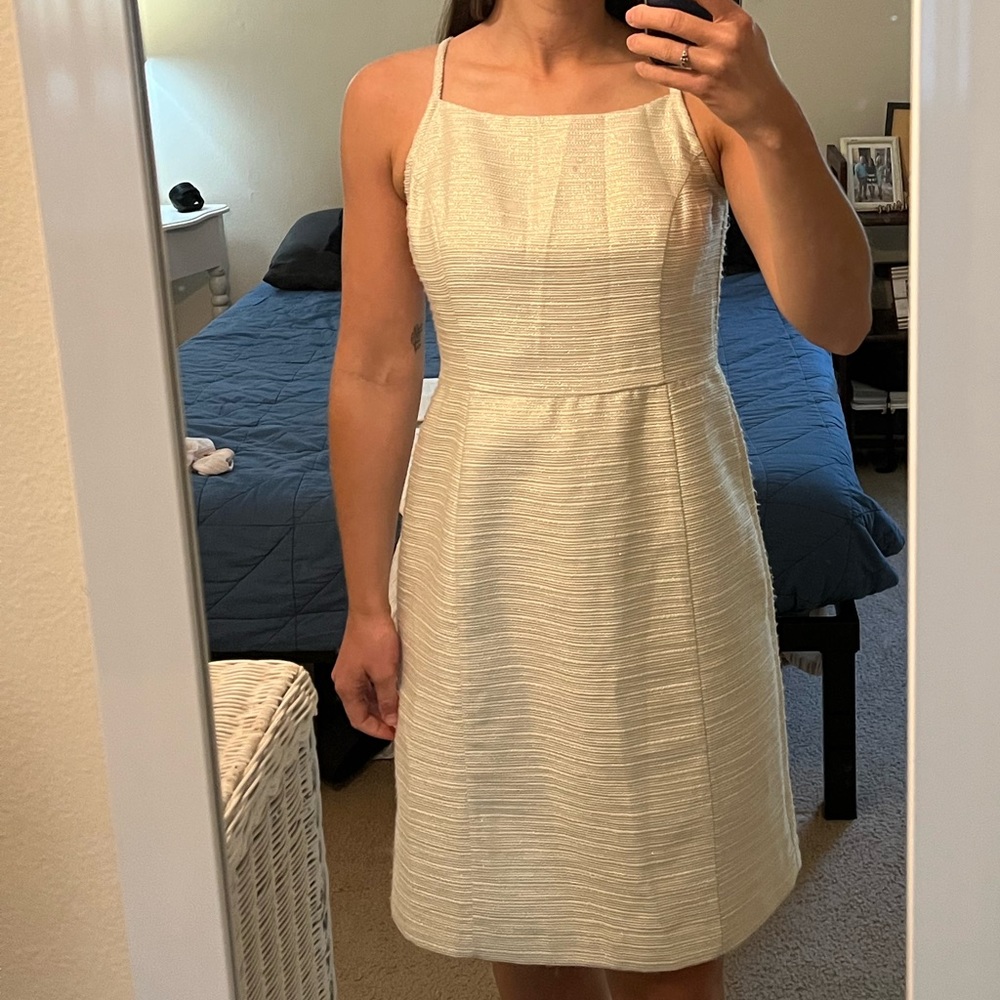 Paper Crown Gold and White Shift Dress